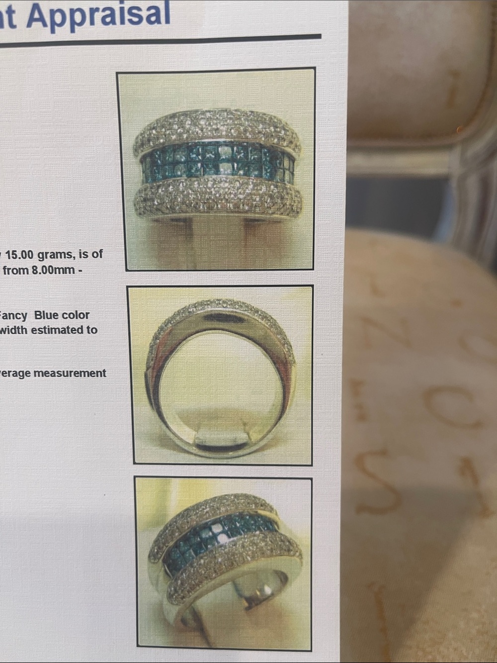 Blue Color Treated Diamond and Diamond Band Ring - Women's Jewelry